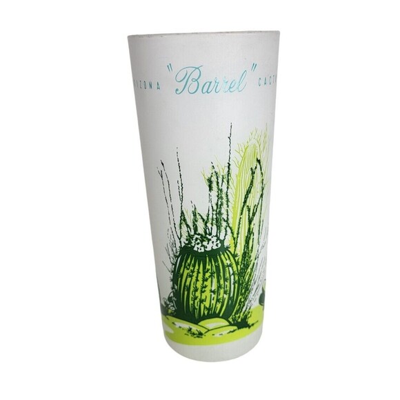 Blakely Gas and Oil Cactus Glasses - Etsy Vintage 1950s Blakely Arizona Frosted 14oz Tumblers Cactus Six Cocktail Glasses